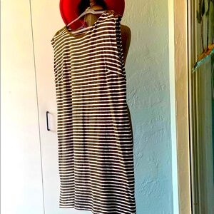 Talbots Army Chaki and White Striped Dress